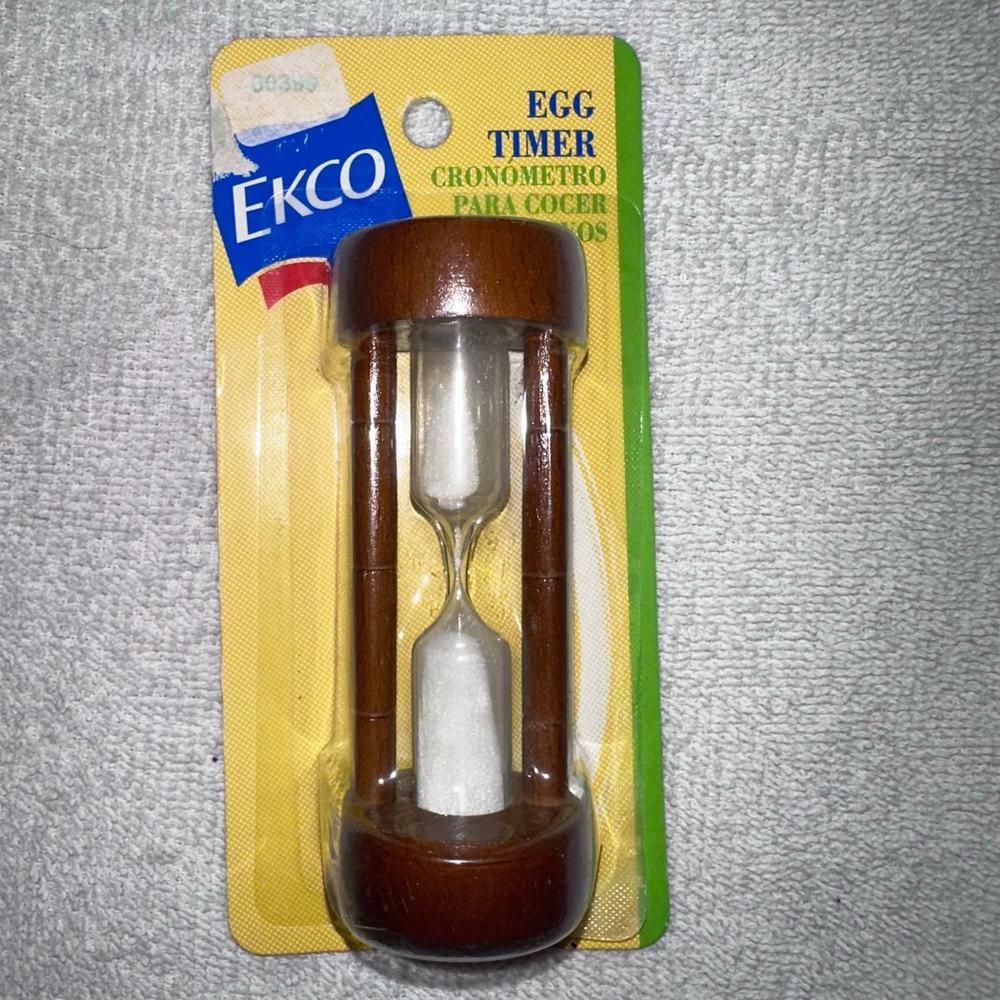 NOS Vintage 2002 EKCO Wood Holder 3 Minute Egg Timer #00399